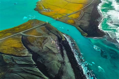 Aerial View of Diamond Beach Volcanic Beach in Iceland Stock Photo - Image of beauty ...