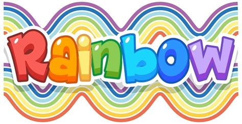 Free Vector | Rainbow word logo on rainbow wave background