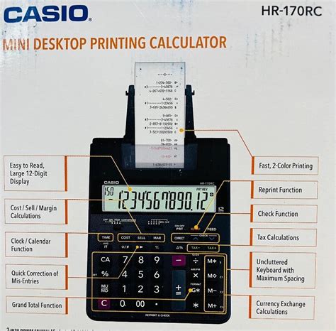 Casio HR-170RC Plus Min-Desktop Accounting Printing Calculator Replaces ...