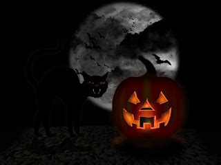 Halloween Wallpapers: Cat and Bats Halloween Wallpaper