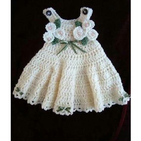 Crochet baby frock with flowers - Buyon.pk