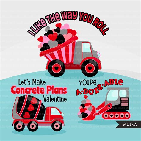 Valentine truck png, construction truck png, valentine clipart, valent ...