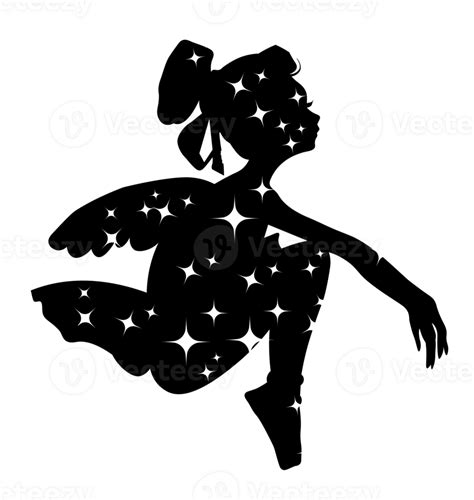 Cartoon fairy silhouette with magic wings. 27181586 PNG