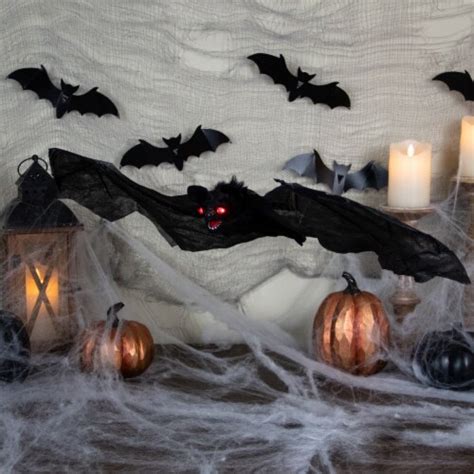 Northlight 30 Hanging Halloween Bat Decoration with Lighted Red Eyes, 1 ...