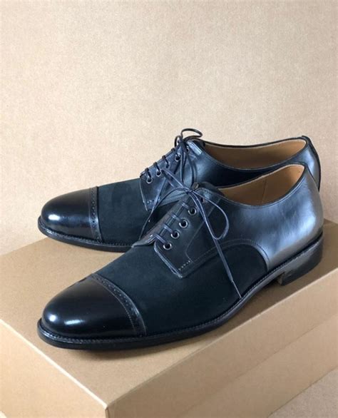 Handmade Men's Formal Shoes, Navy Blue Leather Cap Toe Lace Up Formal ...