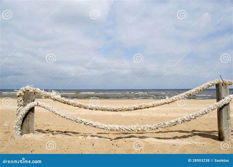 Rope Log Fence Beach Sand Royalty Free Stock Photos - Image: 28903238