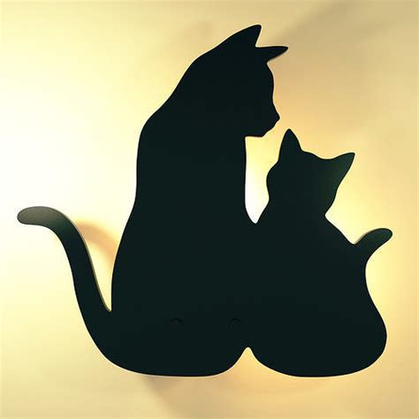 Cat silhouettes light 3D model | CGTrader