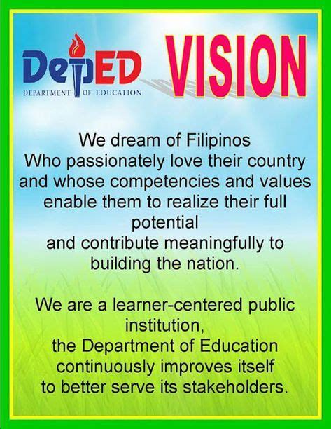 DepEd Vision, Mission and Core Values | Classroom bulletin boards elementary, Classroom rules ...