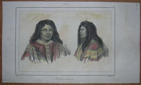 1840 print PORTRAITS OF ARAUCANIANS (MAPUCHE), CHILE 09 | #48701801