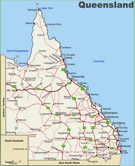 Queensland highway map