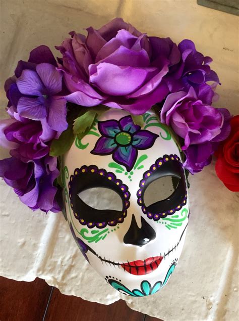 Day of the dead mask with flowers, dia de los muertos, sugar skull - My ...