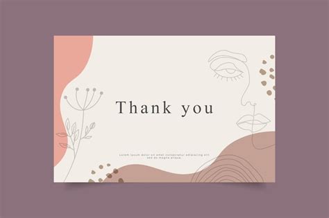 Premium Vector | Thank you card template with Hand drawn aesthetic one line art portrait women ...