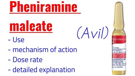 Pheniramine maleate (Avil) | Mechanism of action | Dose rate | use | detailed explaination - YouTube