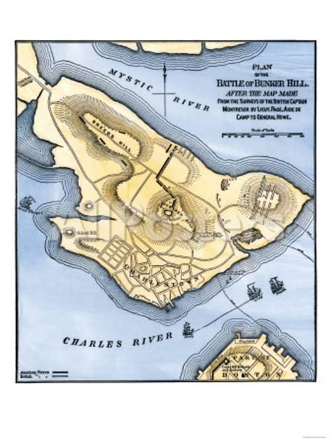 Map of the Battle of Bunker Hill, Drawn from a British Map Giclee Print at AllPosters.com