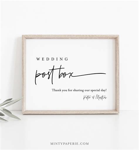 Wedding Post Box Sign, Wedding Card Sign, Minimalist Modern Postbox, Editable Template ...