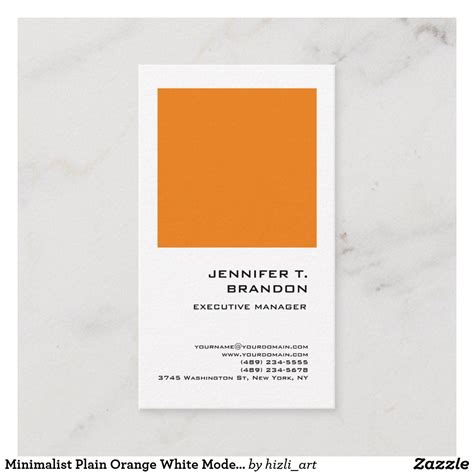 Minimalist Plain Orange White Modern Professional Business Card | Zazzle | Professional business ...