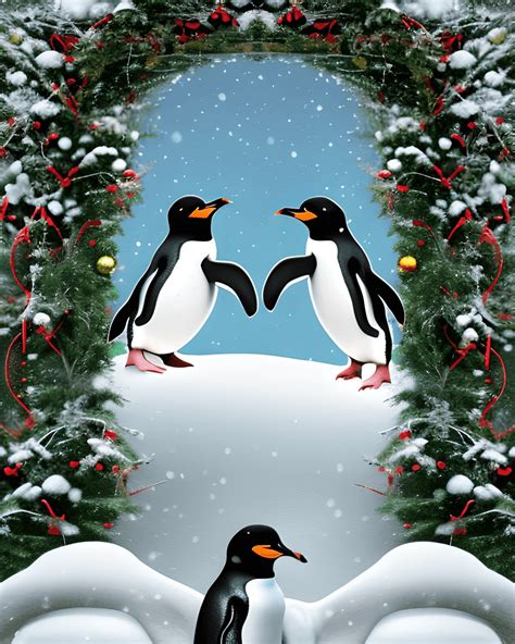 Penguins Sliding in Snow · Creative Fabrica