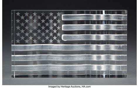 A Steuben Glass American Flag Sculpture. Marks: Steuben. 3-5/8 x | Lot ...