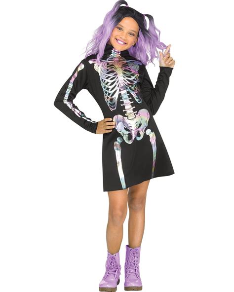 Holographic Skele Dress Girls Halloween Costume