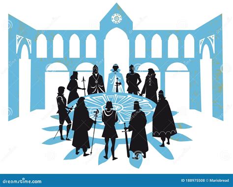 King Arthur and the Knights of Round Table Stock Vector - Illustration ...