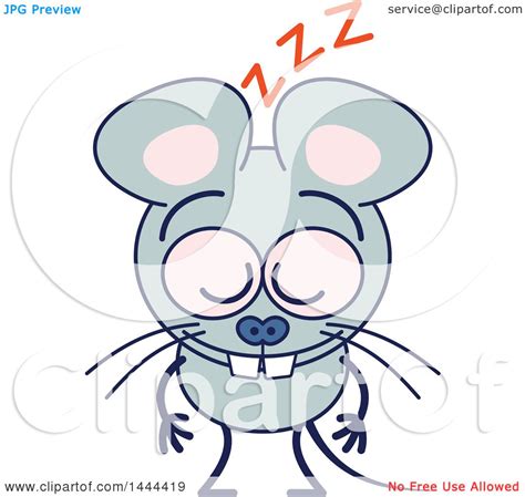 Clipart of a Cartoon Mouse Mascot Character Sleeping Upright - Royalty Free Vector Illustration ...