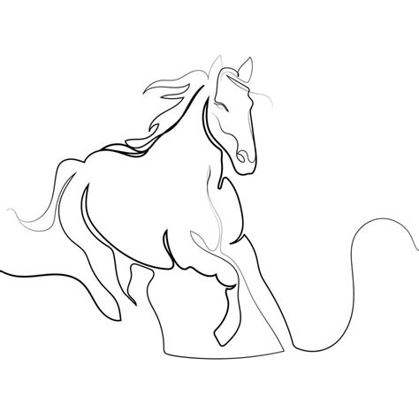 One line drawing Running Horse print,poster logo template.Horse continuous line drawing for ...