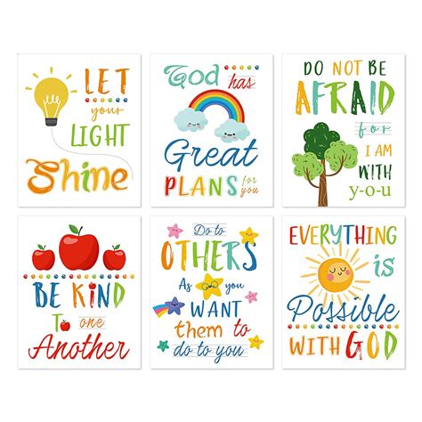 Buy HLNIUC Colorful Rainbow Art Print,Kids Inspirational Quote Canvas s Set of 6(8”X10 ...