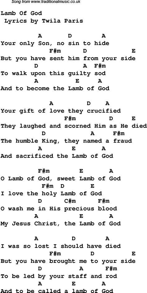 .LAMB OF GOD -- Twila Paris -- words and chords | Christian worship music, Lamb of god lyrics ...