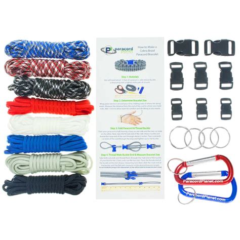 Paracord Survival Bracelet & Project Kit - 550 Parachute Cord, Buckles ...