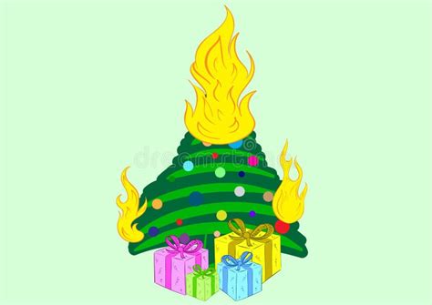 The Burning Christmas Tree Stock Vector - Image: 62835044