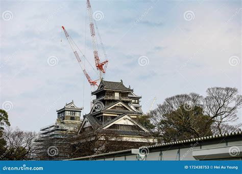 14 Jan 2020 - Kumamoto City, Kyushu, Japan : Reconstruction of the Damaged Kumamoto Castle ...