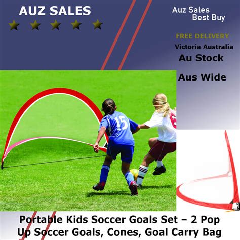 Portable Kids Soccer Goals Set – 2 Pop Up Soccer Goals, Cones, Goal ...