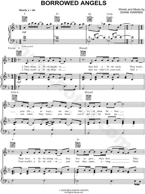 Kristin Chenoweth "Borrowed Angels" Sheet Music in F Major (transposable) - Download & Print ...