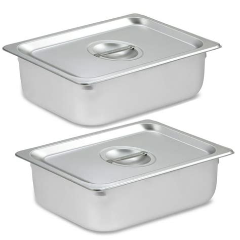 2 Pack Steam Table Pan Half Size with Cover, Hotel Pan is 4" x 12.75" x ...