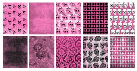 Gothic Hot Pink Magenta Skulls Grunge Gothic Skulls and - Etsy