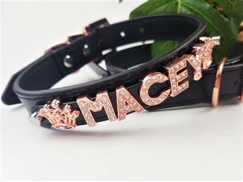 Personalized Dog Collar Dog Name Collar Rose Gold and - Etsy