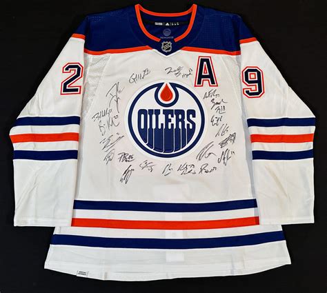 2023-24 Edmonton Oilers Team-Signed White Oilers Adidas Retail Pro ...