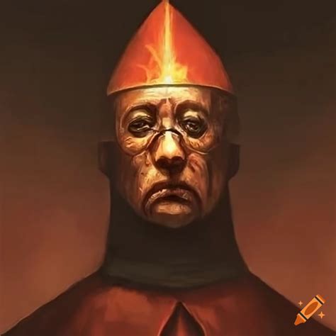 Concept art of a medieval cardinal in beksinski style on Craiyon