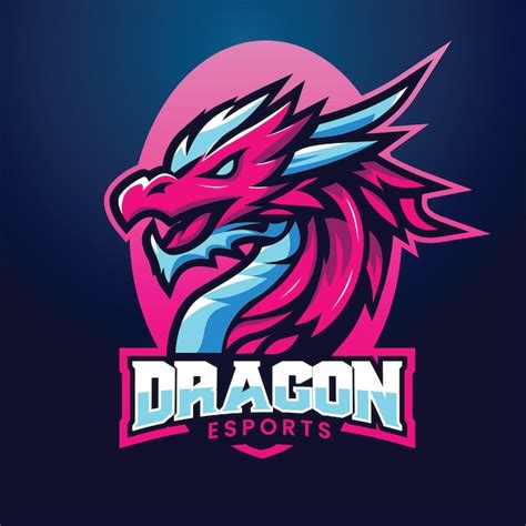 Premium Vector | Vector dragon e sports logo pink and blue