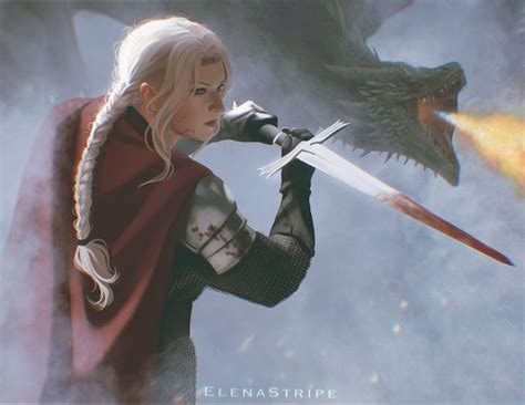 Visenya Targaryen and Vhagar by Elena Stripe : ImaginaryWesteros Daena Targaryen, Targaryen Art ...