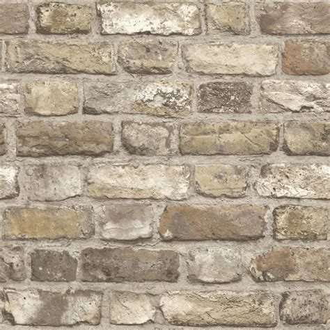 Brick Effect Vinyl Wallpaper Neutral Grandeco A28904 World of Wallpaper USA