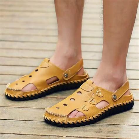 Nice Men Sandals Slippers Genuine Leather Outdoor Casual Men Summer ...