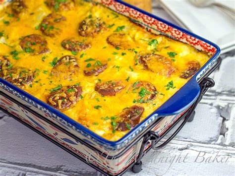 Cheesy Kielbasa Potato Casserole - The Midnight Baker