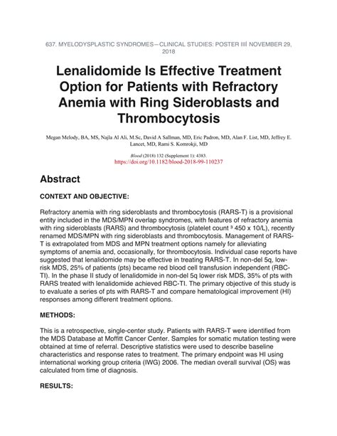 (PDF) Lenalidomide is Effective Treatment Option for Patients with Refractory Anemia with Ring ...