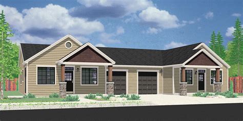 Ranch Duplex One Level / 1 Story House Plans, D-459 | Bruinier ...