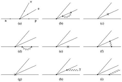 Feynman diagrams for neutron beta-decay up to order α. In diagram (a),... | Download Scientific ...