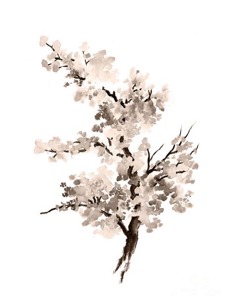 Cherry blossom tree drawing watercolor painting Painting by Joanna ...