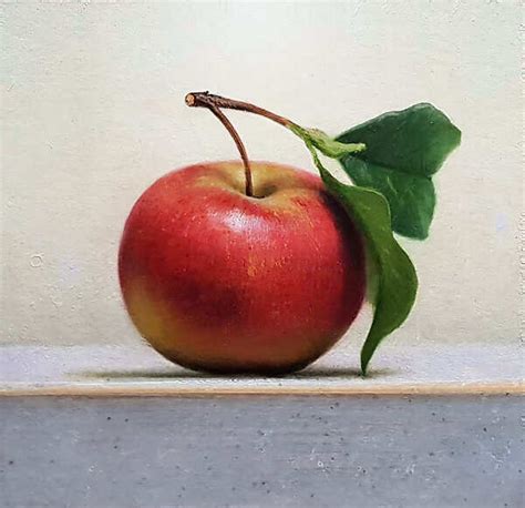 Still life with apple II Still life stilllife Painting Jos van Riswick