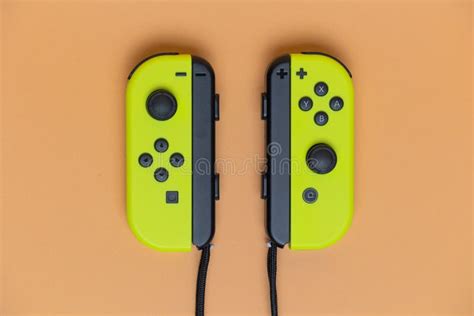 Nintendo Switch Joy-Cons. Yellow Joy-Cons Isolated Editorial Stock Photo - Image of flat, gaming ...