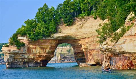 Exploring PIctured Rocks National Lakeshore on a trip to Michigan